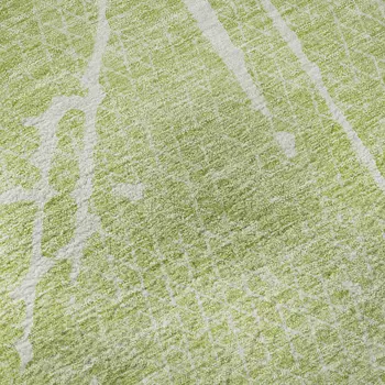3' X 5' Artichoke Green And Ivory Abstract Washable Area Rug With UV Protection