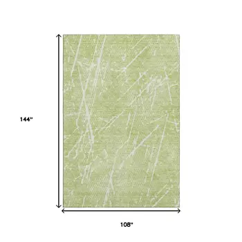 9' X 12' Artichoke Green And Ivory Abstract Washable Area Rug With UV Protection