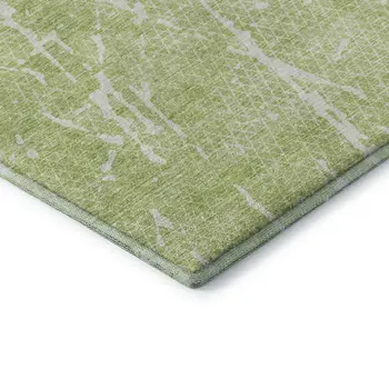10' X 14' Artichoke Green And Ivory Abstract Washable Area Rug With UV Protection