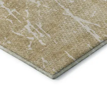 10' X 14' Beige And Ivory Abstract Washable Area Rug With UV Protection