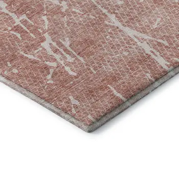 5' X 8' Blush And Ivory Abstract Washable Area Rug With UV Protection
