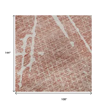 9' X 12' Blush And Ivory Abstract Washable Area Rug With UV Protection