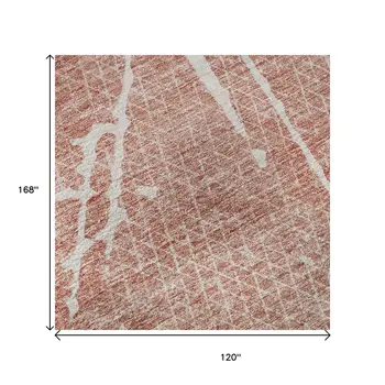 10' X 14' Blush And Ivory Abstract Washable Area Rug With UV Protection