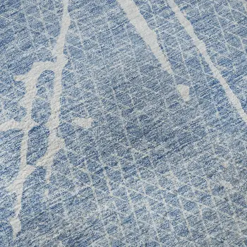3' X 5' Blue And Ivory Abstract Washable Area Rug With UV Protection