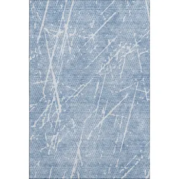 5' X 8' Blue And Ivory Abstract Washable Area Rug With UV Protection