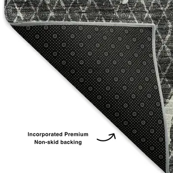 3' X 5' Charcoal And Ivory Abstract Washable Area Rug With UV Protection