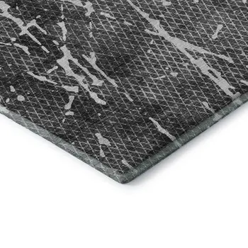 3' X 5' Charcoal And Ivory Abstract Washable Area Rug With UV Protection