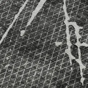3' X 5' Charcoal And Ivory Abstract Washable Area Rug With UV Protection