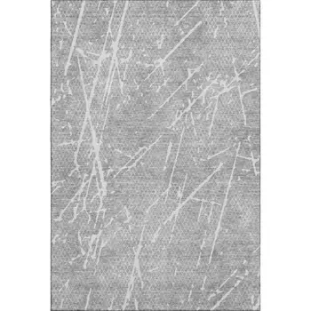 5' X 8' Gray And Ivory Abstract Washable Area Rug With UV Protection