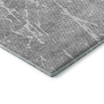 8' X 10' Gray And Ivory Abstract Washable Area Rug With UV Protection