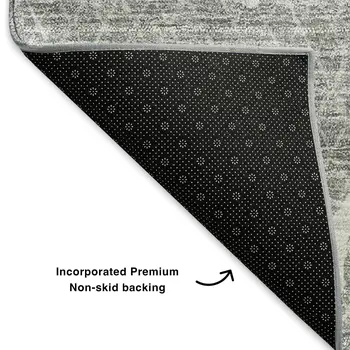 9' X 12' Gray And Ivory Abstract Washable Area Rug With UV Protection