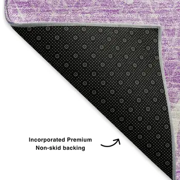 8' X 10' Lilac And Ivory Abstract Washable Area Rug With UV Protection