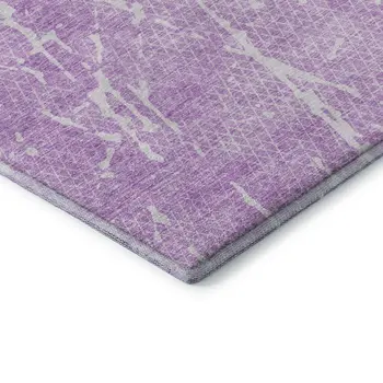 8' X 10' Lilac And Ivory Abstract Washable Area Rug With UV Protection