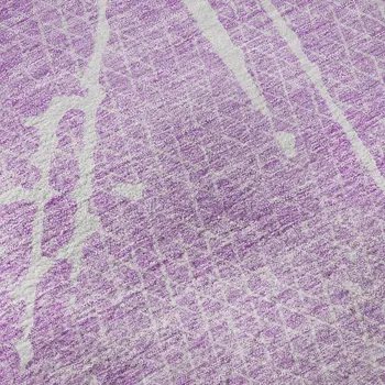 9' X 12' Lilac And Ivory Abstract Washable Area Rug With UV Protection