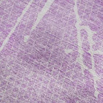 10' X 14' Lilac And Ivory Abstract Washable Area Rug With UV Protection