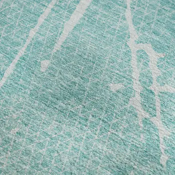 3' X 5' Teal And Ivory Abstract Washable Area Rug With UV Protection