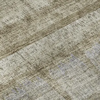 3' X 5' Taupe Gray And Beige Striped Washable Area Rug With UV Protection