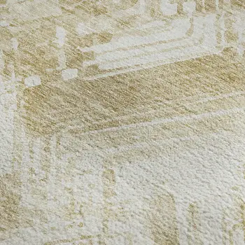 5' X 8' Beige And Ivory Chevron Washable Area Rug With UV Protection