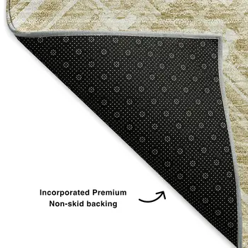 10' X 14' Beige And Ivory Chevron Washable Area Rug With UV Protection