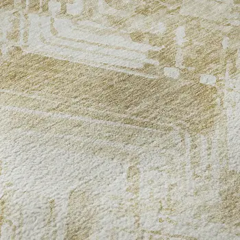 10' X 14' Beige And Ivory Chevron Washable Area Rug With UV Protection