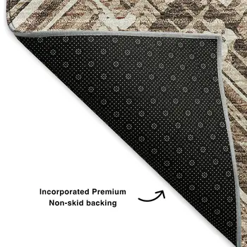 5' X 8' Brown And Ivory Chevron Washable Area Rug With UV Protection