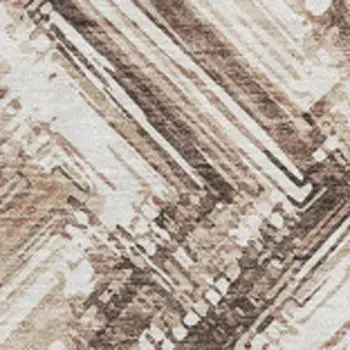 5' X 8' Brown And Ivory Chevron Washable Area Rug With UV Protection