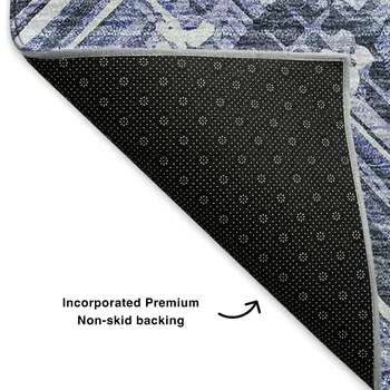 3' X 5' Blue And Ivory Chevron Washable Area Rug With UV Protection