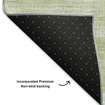 5' X 8' Artichoke Green And Ivory Patchwork Washable Area Rug With UV Protection
