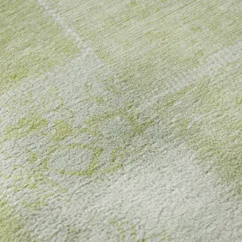 5' X 8' Artichoke Green And Ivory Patchwork Washable Area Rug With UV Protection