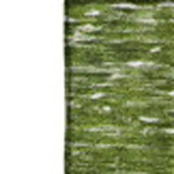 8' X 10' Olive Green And Ivory Patchwork Washable Area Rug With UV Protection