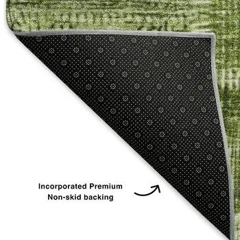 10' X 14' Olive Green And Ivory Patchwork Washable Area Rug With UV Protection