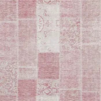 5' X 8' Pink And Ivory Patchwork Washable Area Rug With UV Protection