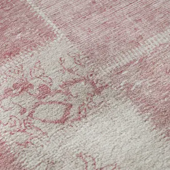 8' X 10' Pink And Ivory Patchwork Washable Area Rug With UV Protection