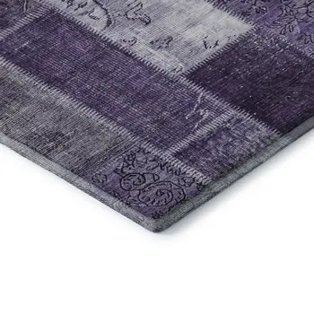 3' X 5' Purple And Ivory Patchwork Washable Area Rug With UV Protection