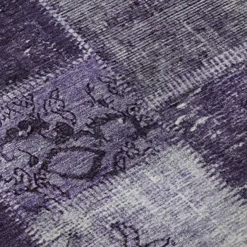 3' X 5' Purple And Ivory Patchwork Washable Area Rug With UV Protection