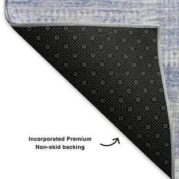 8' X 10' Sky Blue And Ivory Patchwork Washable Area Rug With UV Protection