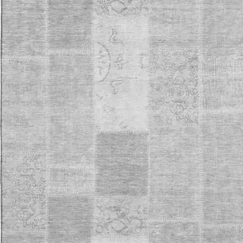 5' X 8' Silver And Ivory Patchwork Washable Area Rug With UV Protection