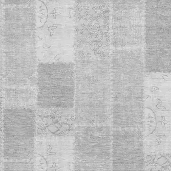 10' X 14' Silver And Ivory Patchwork Washable Area Rug With UV Protection
