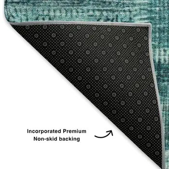 5' X 8' Teal And Ivory Patchwork Washable Area Rug With UV Protection