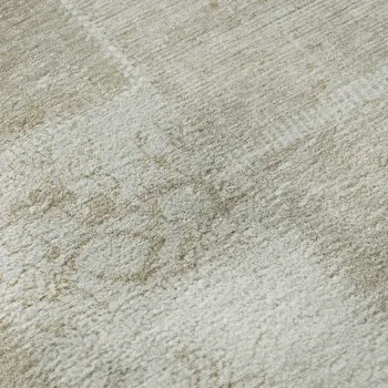 3' X 5' Taupe And Ivory Patchwork Washable Area Rug With UV Protection