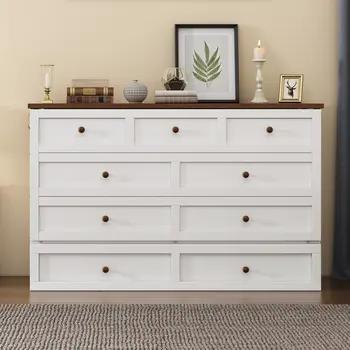 White Wood Full Murphy Bed With USB And Drawer