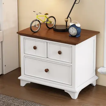 28" White Wood Three Drawer Nightstand