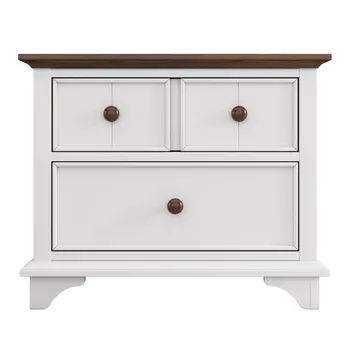 28" White Wood Three Drawer Nightstand