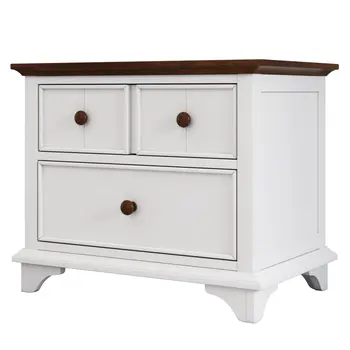 28" White Wood Three Drawer Nightstand