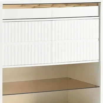 33" White Wood Six Drawer Combo Dresser
