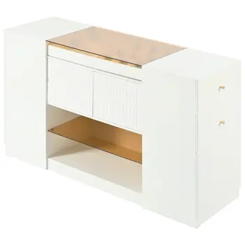 33" White Wood Six Drawer Combo Dresser