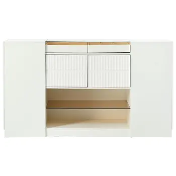 33" White Wood Six Drawer Combo Dresser