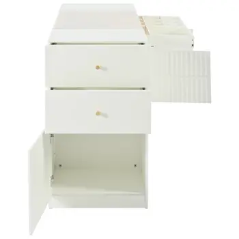 33" White Wood Six Drawer Combo Dresser