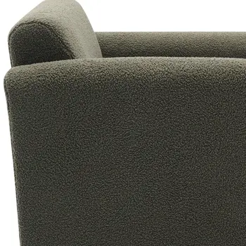 31" Olive Green and Moss Green Tufted Sherpa Solid and Manufactured Wood Arm Chair