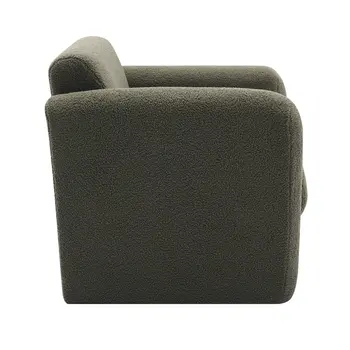 31" Olive Green and Moss Green Tufted Sherpa Solid and Manufactured Wood Arm Chair